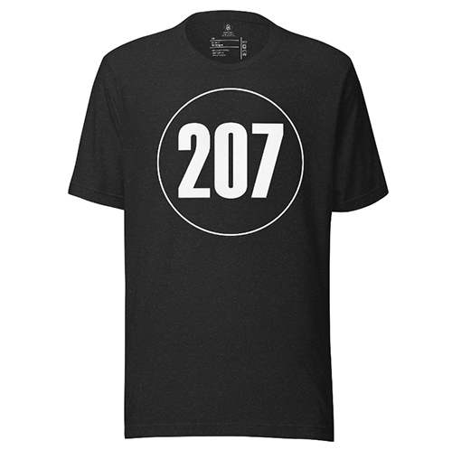 207 T-shirt from the Maine area code section of our products that are available to customers to order.