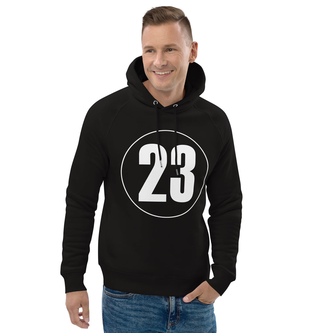 Unisex pullover hoodie: White on Black 23