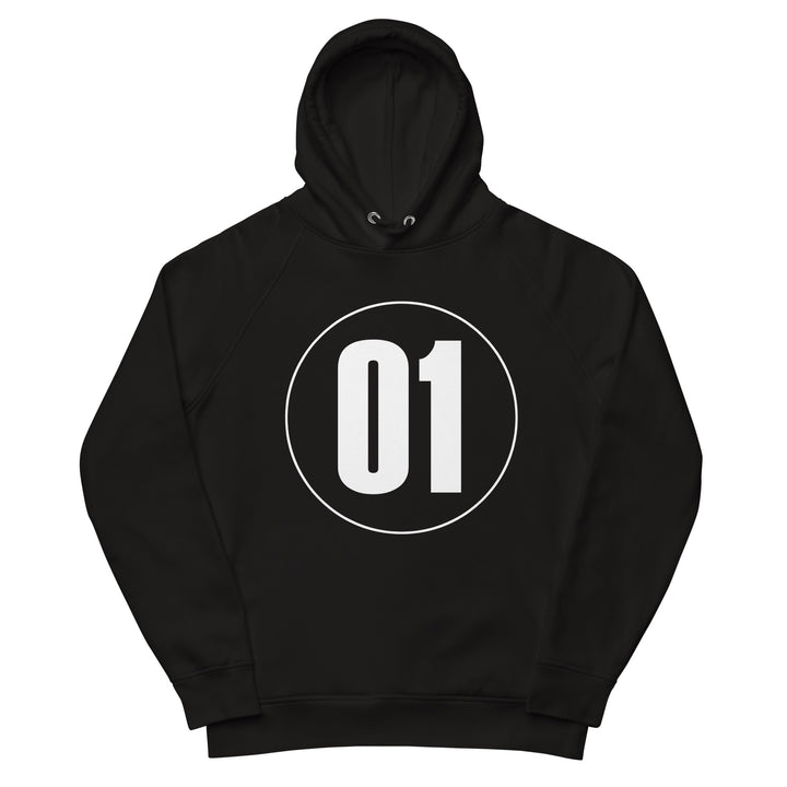 Unisex pullover hoodie: White on Black 01