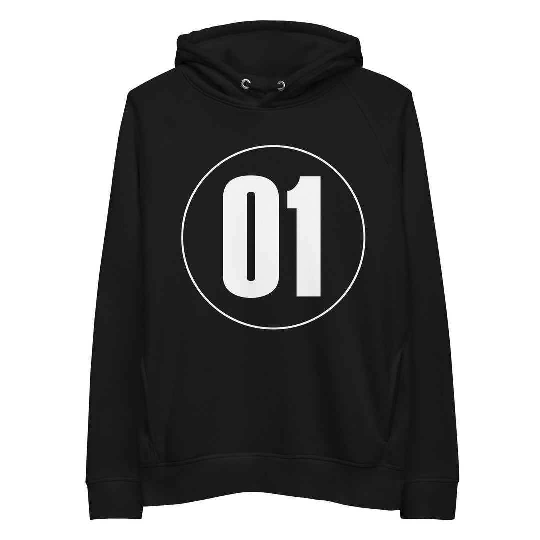 Unisex pullover hoodie: White on Black 01