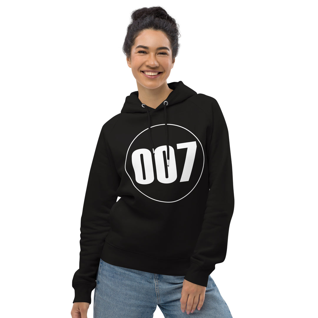 Unisex pullover hoodie: White on Black 007