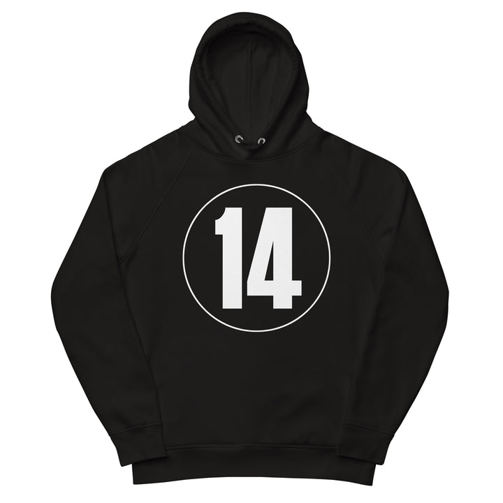 Unisex pullover hoodie: White on Black 14