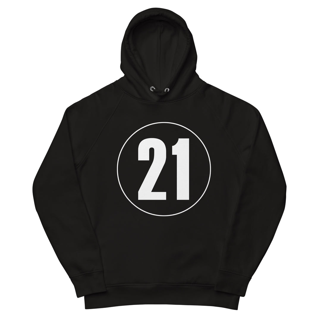 Unisex pullover hoodie: White on Black 21