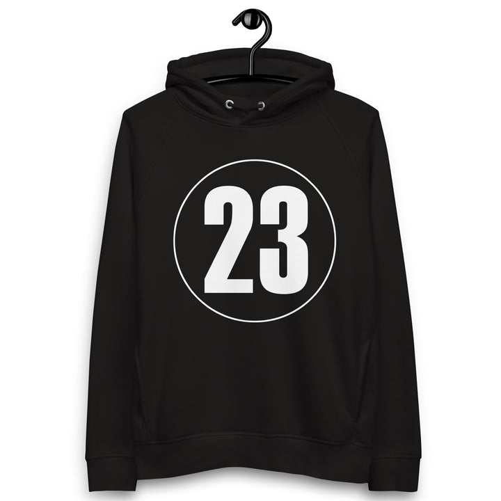 Unisex pullover hoodie: White on Black 23