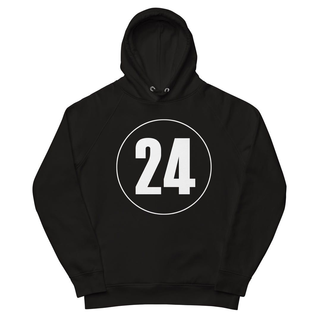 Unisex pullover hoodie: White on Black 24