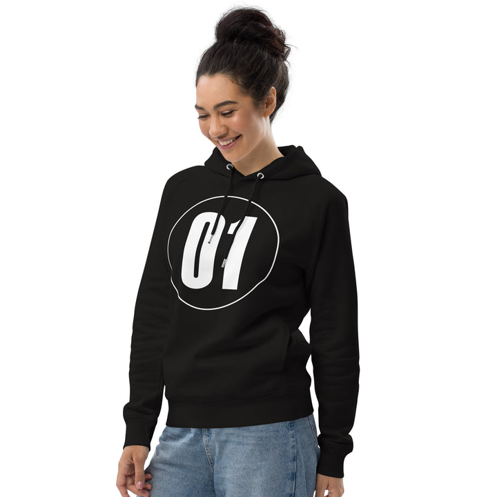 Unisex pullover hoodie: White on Black 01