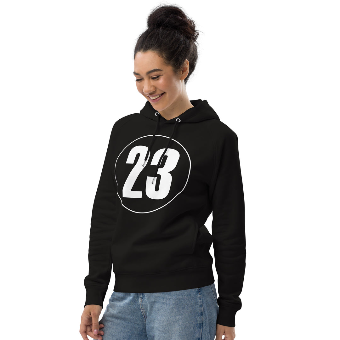 Unisex pullover hoodie: White on Black 23