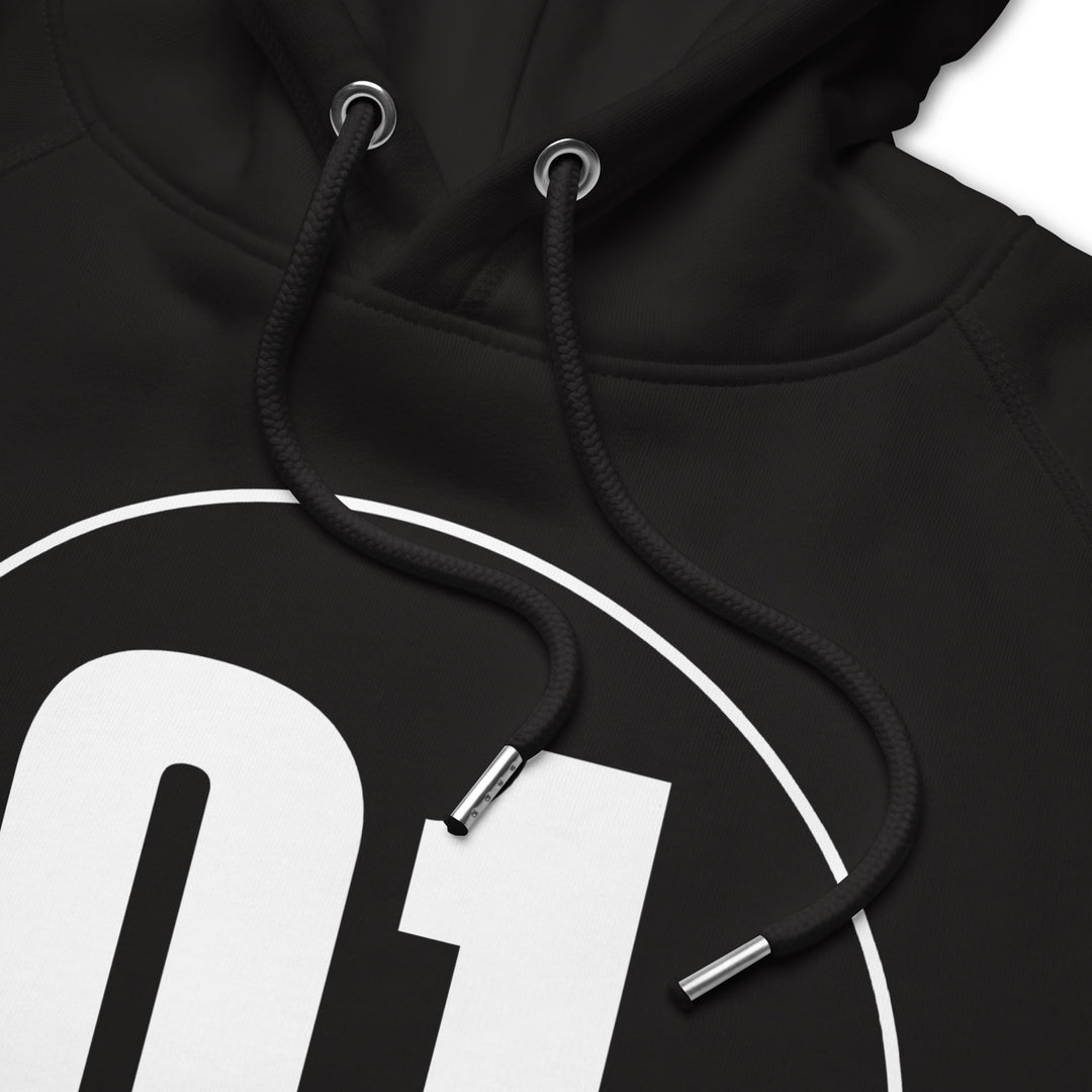 Unisex pullover hoodie: White on Black 01