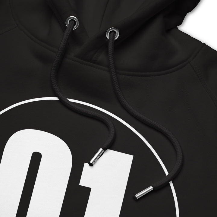 Unisex pullover hoodie: White on Black 01