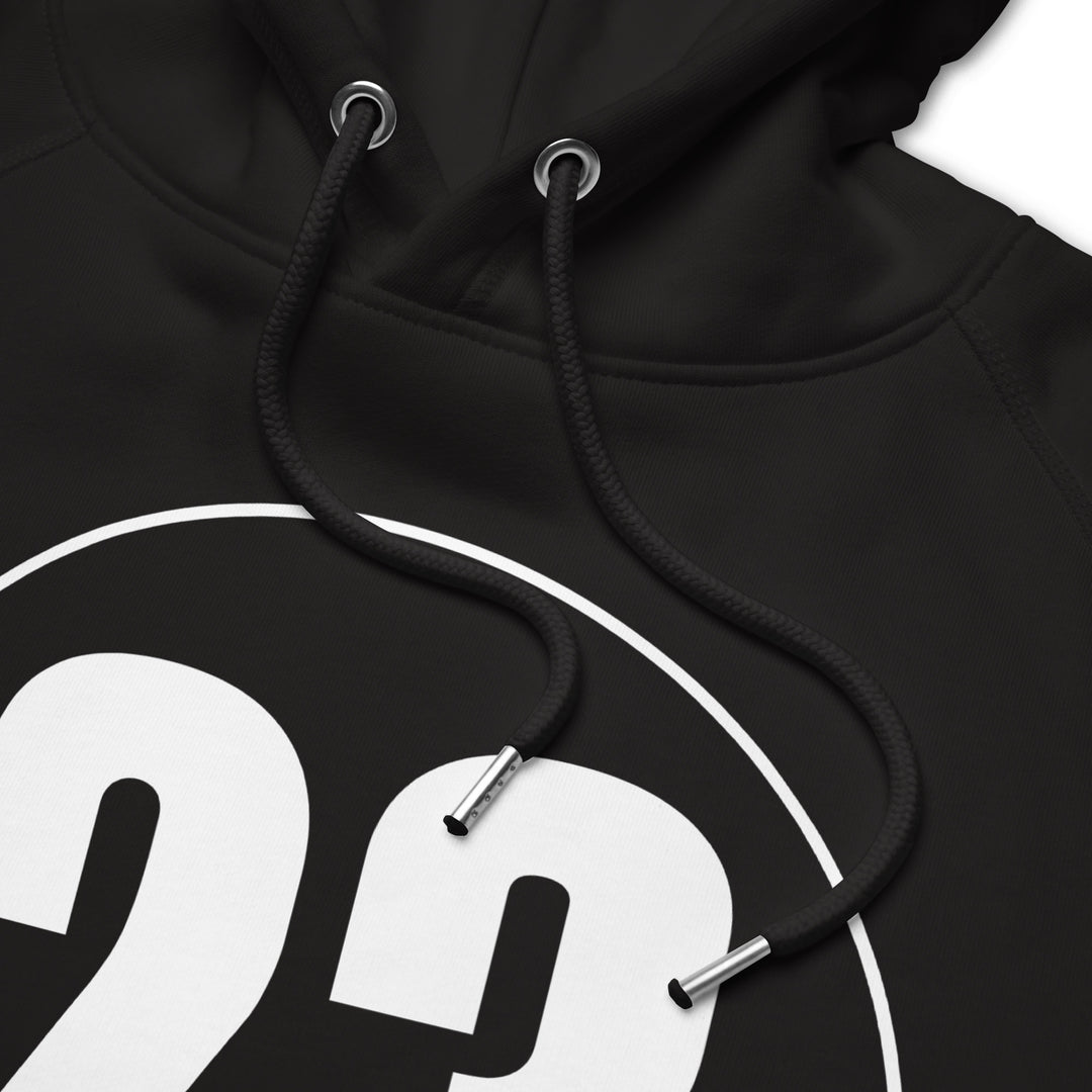 Unisex pullover hoodie: White on Black 23