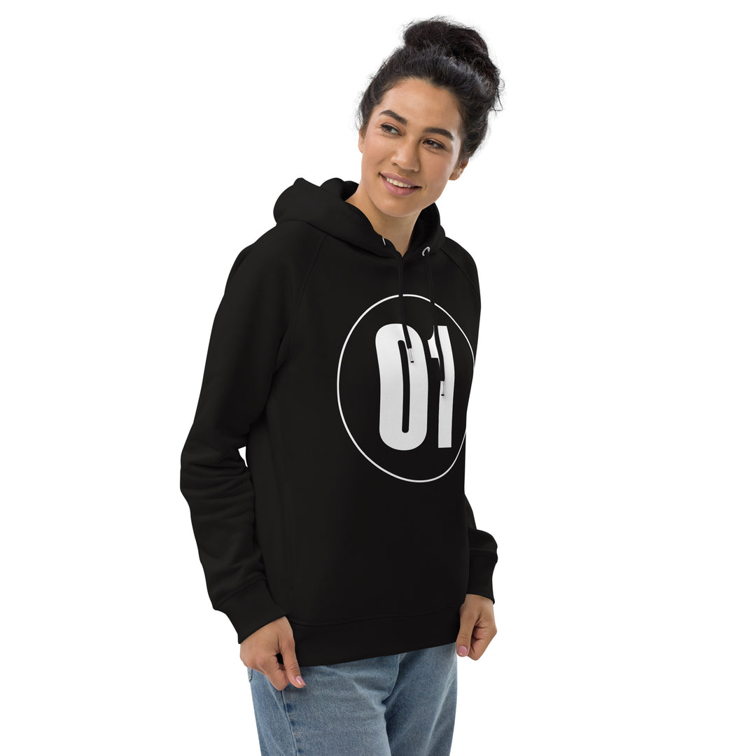 Unisex pullover hoodie: White on Black 01