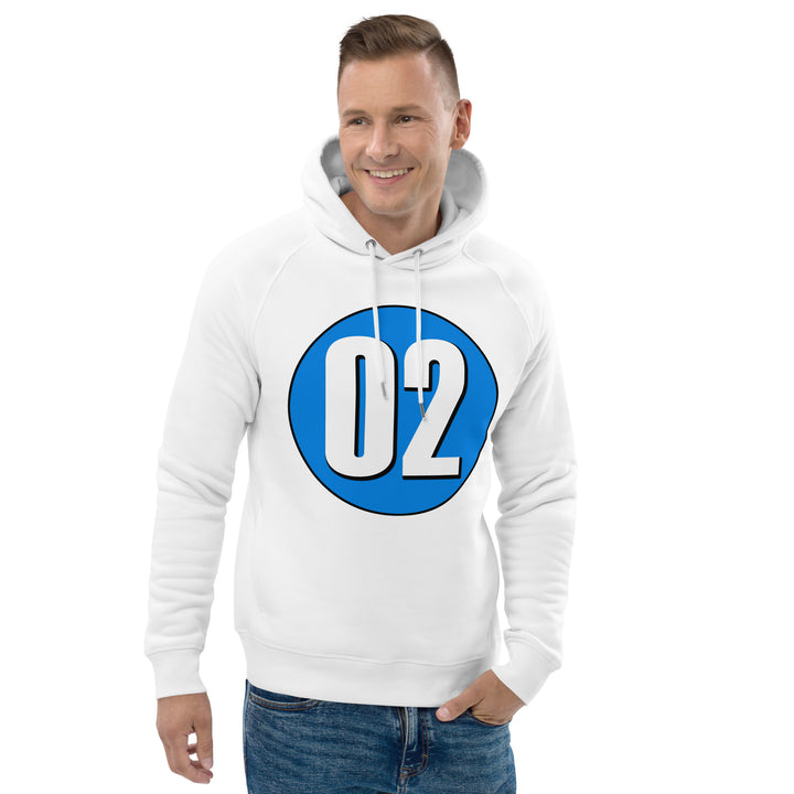 Unisex pullover hoodie: White on Blue 02