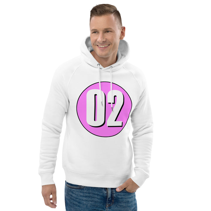 Unisex pullover hoodie: White on Pink 02