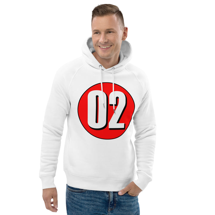 Unisex pullover hoodie: White on Red 02