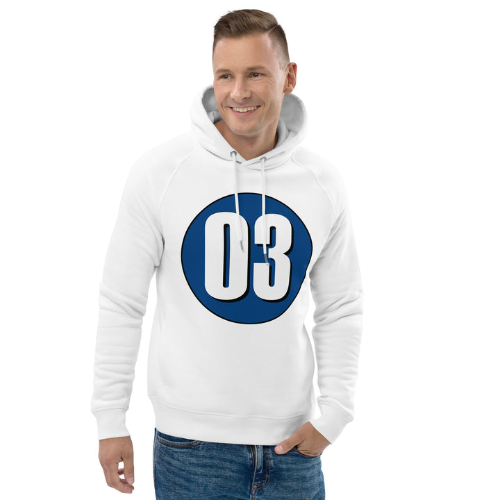 Unisex pullover hoodie: White on Navy Blue 03