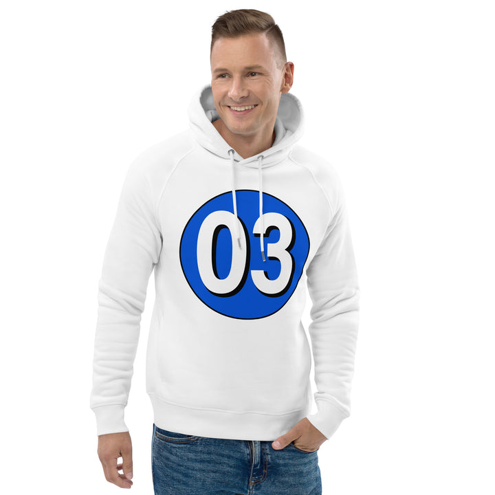 Unisex pullover hoodie: White on Periwinkle 03