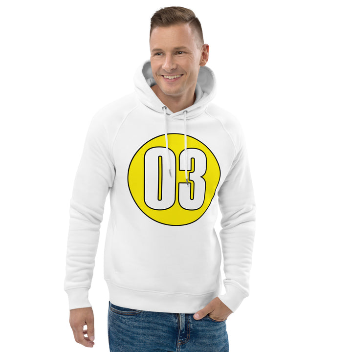 Unisex pullover hoodie: White on Yellow 03