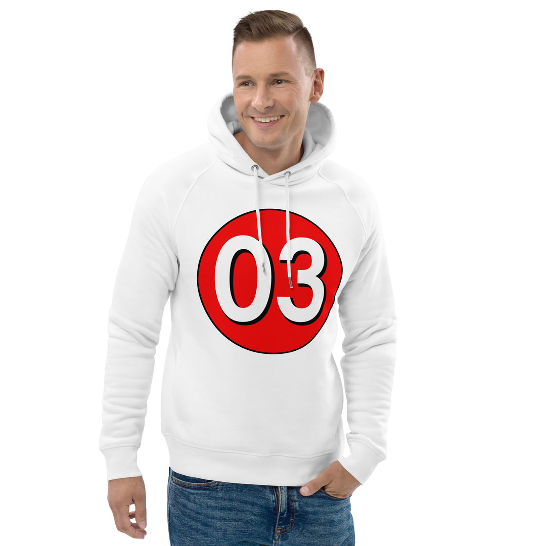 Unisex pullover hoodie: White on Red 03