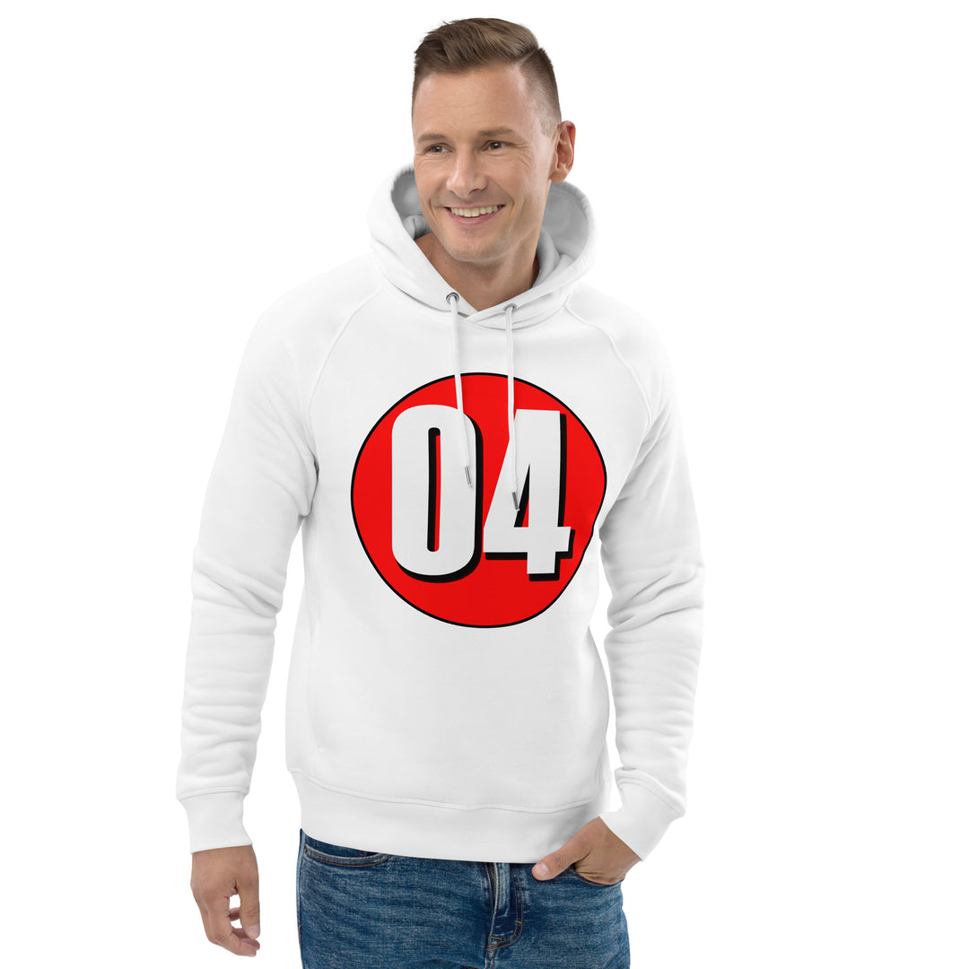 Unisex pullover hoodie: White on Red 04