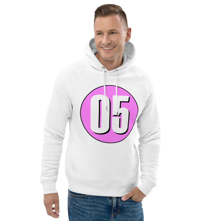 Unisex pullover hoodie: White on Pink 05