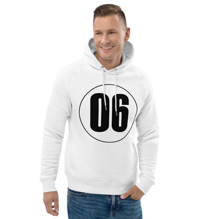 Unisex pullover hoodie: Black on White 06