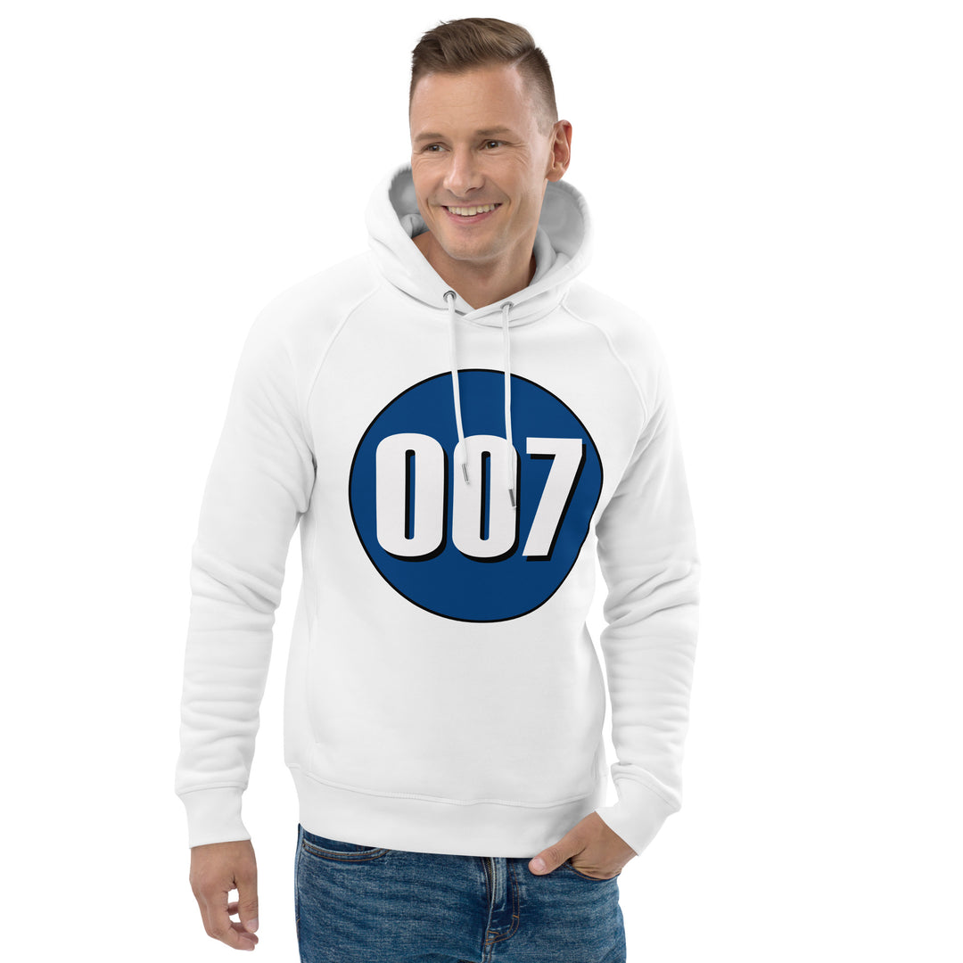 Unisex pullover hoodie: White on Navy Blue 007