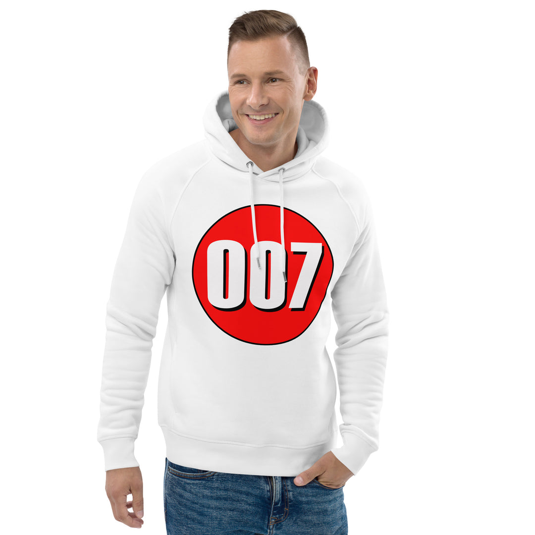 Unisex pullover hoodie: White on Red 007