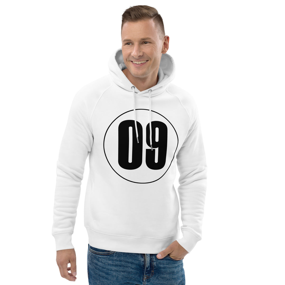 Unisex pullover hoodie: Black on White 09