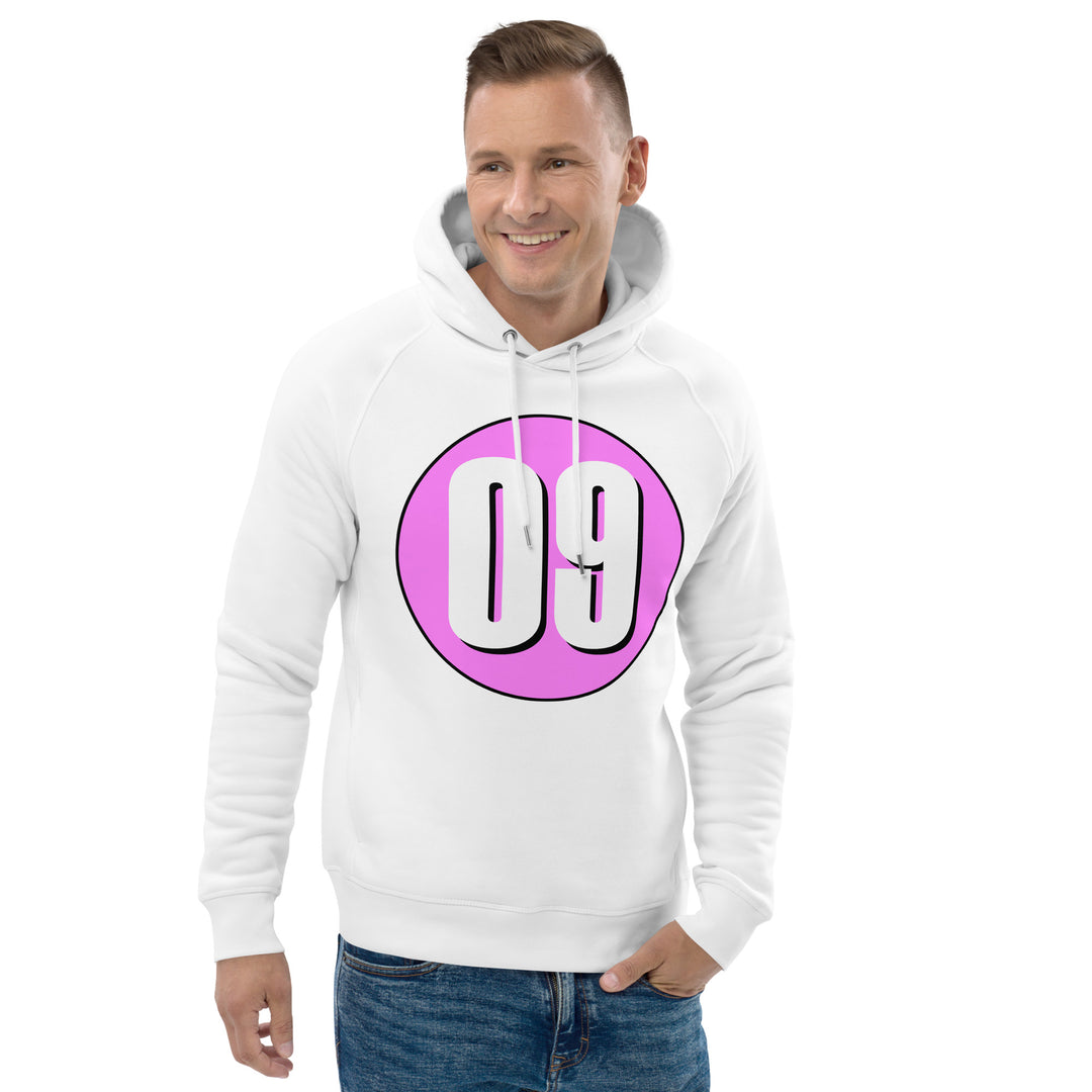 Unisex pullover hoodie: White on Pink 09