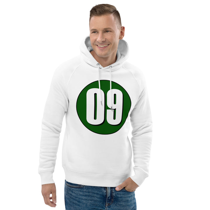 Unisex pullover hoodie: White on Hunter Green 09