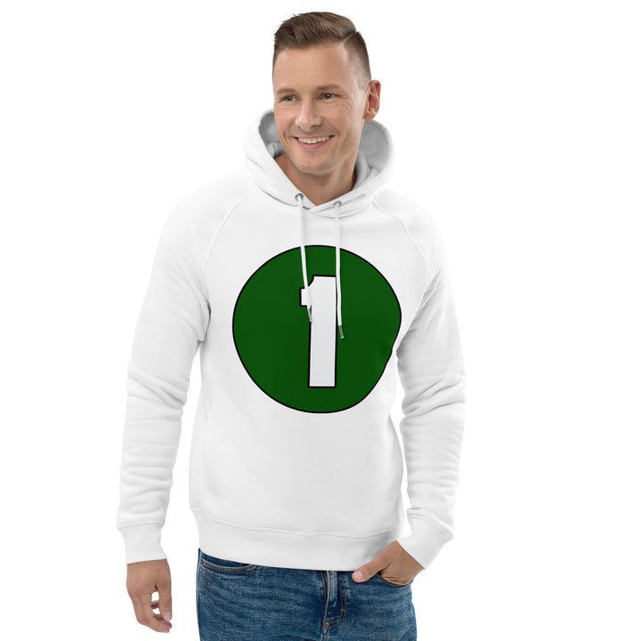 Unisex pullover hoodie: White on Hunter Green 1