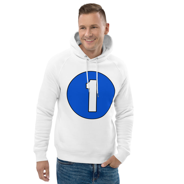 Unisex pullover hoodie: White on Periwinkle 1