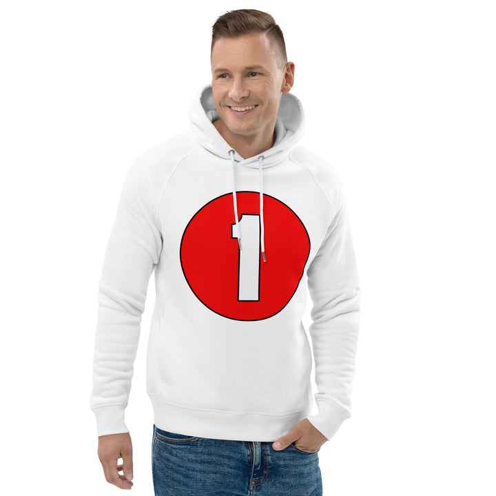 Unisex pullover hoodie: White on Red 1