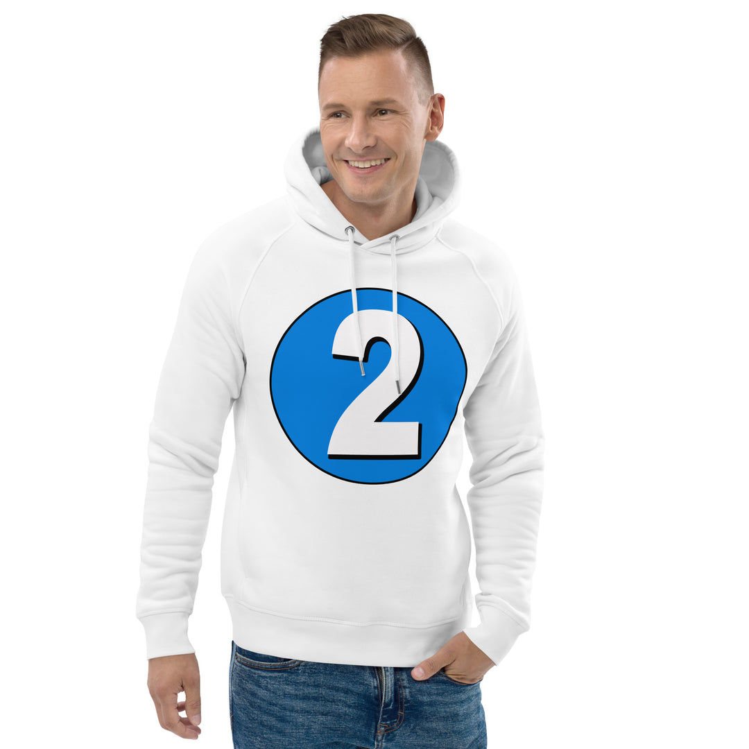 Unisex pullover hoodie: White on Blue 2