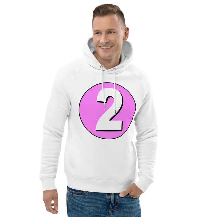 Unisex pullover hoodie: White on Pink 2