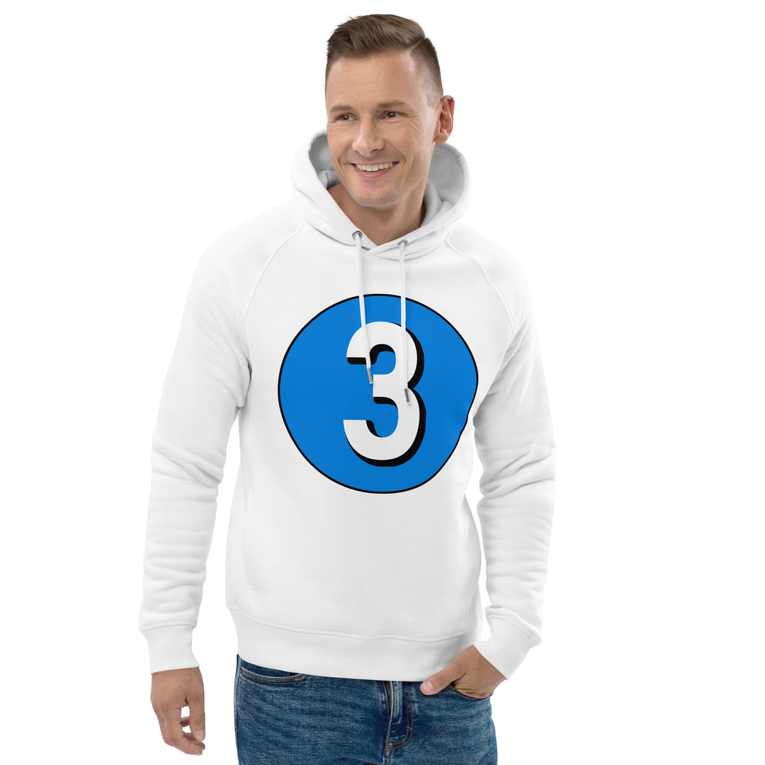 Unisex pullover hoodie: White on Blue 3