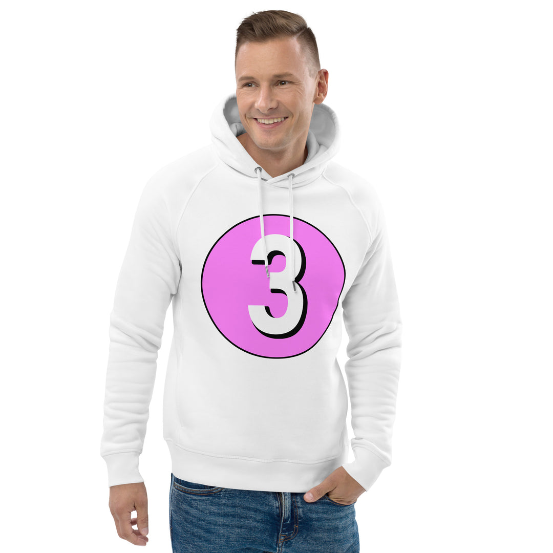 Unisex pullover hoodie: White on Pink 3