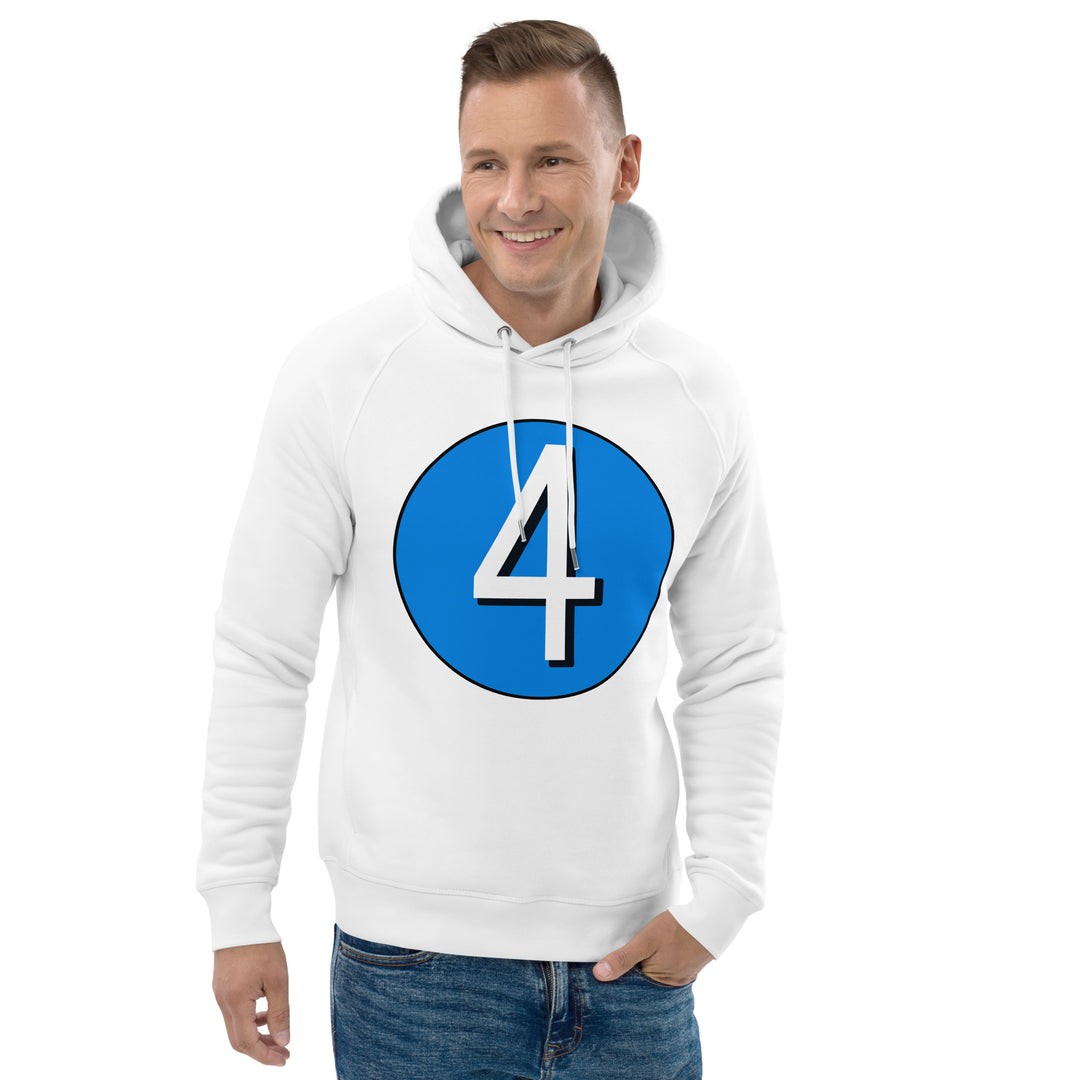 Unisex pullover hoodie: White on Blue 4