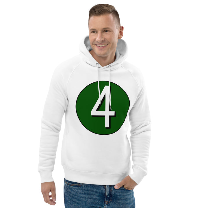 Unisex pullover hoodie: White on Hunter Green 4