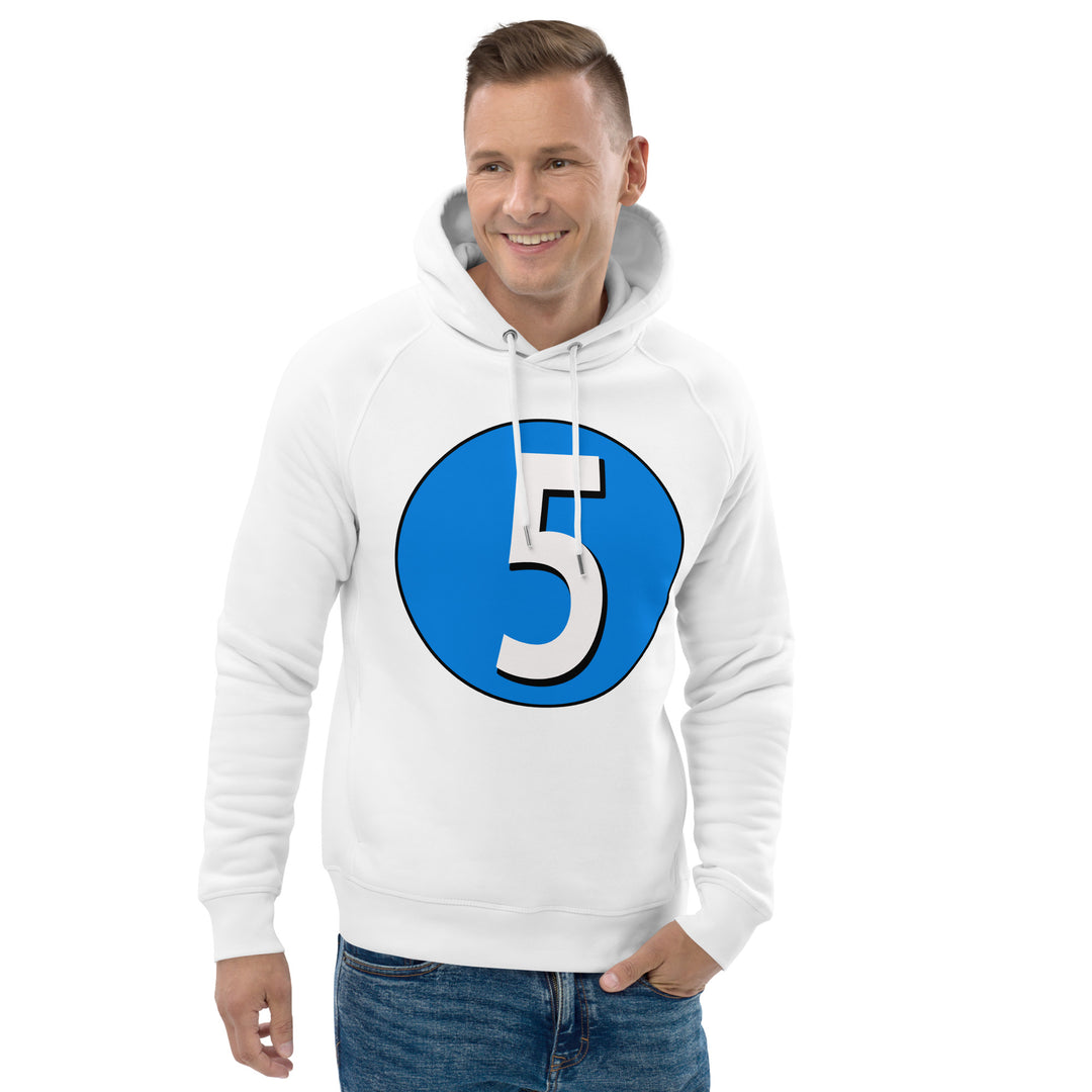 Unisex pullover hoodie: White on Blue 5