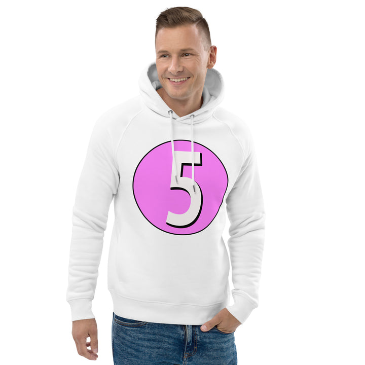 Unisex pullover hoodie: White on Pink 5