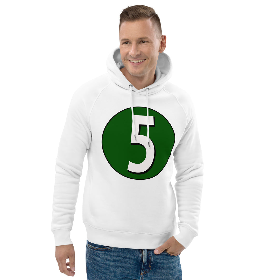 Unisex pullover hoodie: White on Hunter Green 5