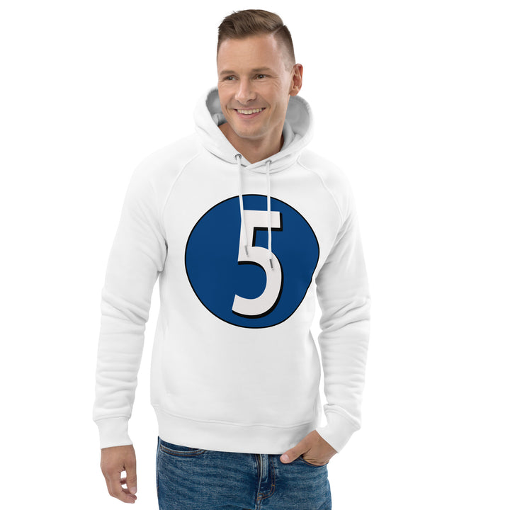 Unisex pullover hoodie: White on Navy Blue 5