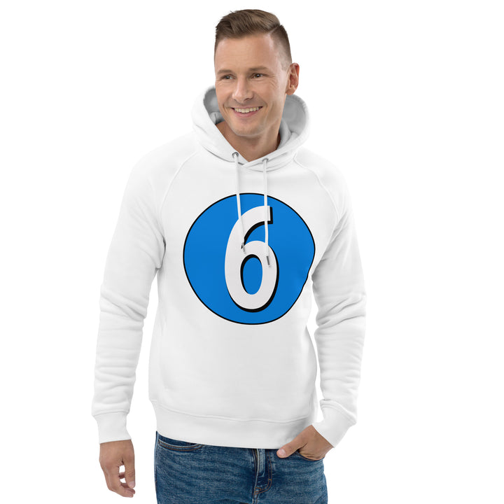 Unisex pullover hoodie: White on Blue 6