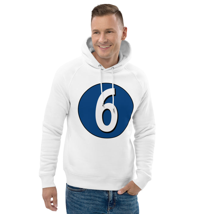 Unisex pullover hoodie: White on Navy Blue 6