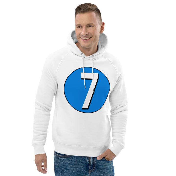 Unisex pullover hoodie: White on Blue 7