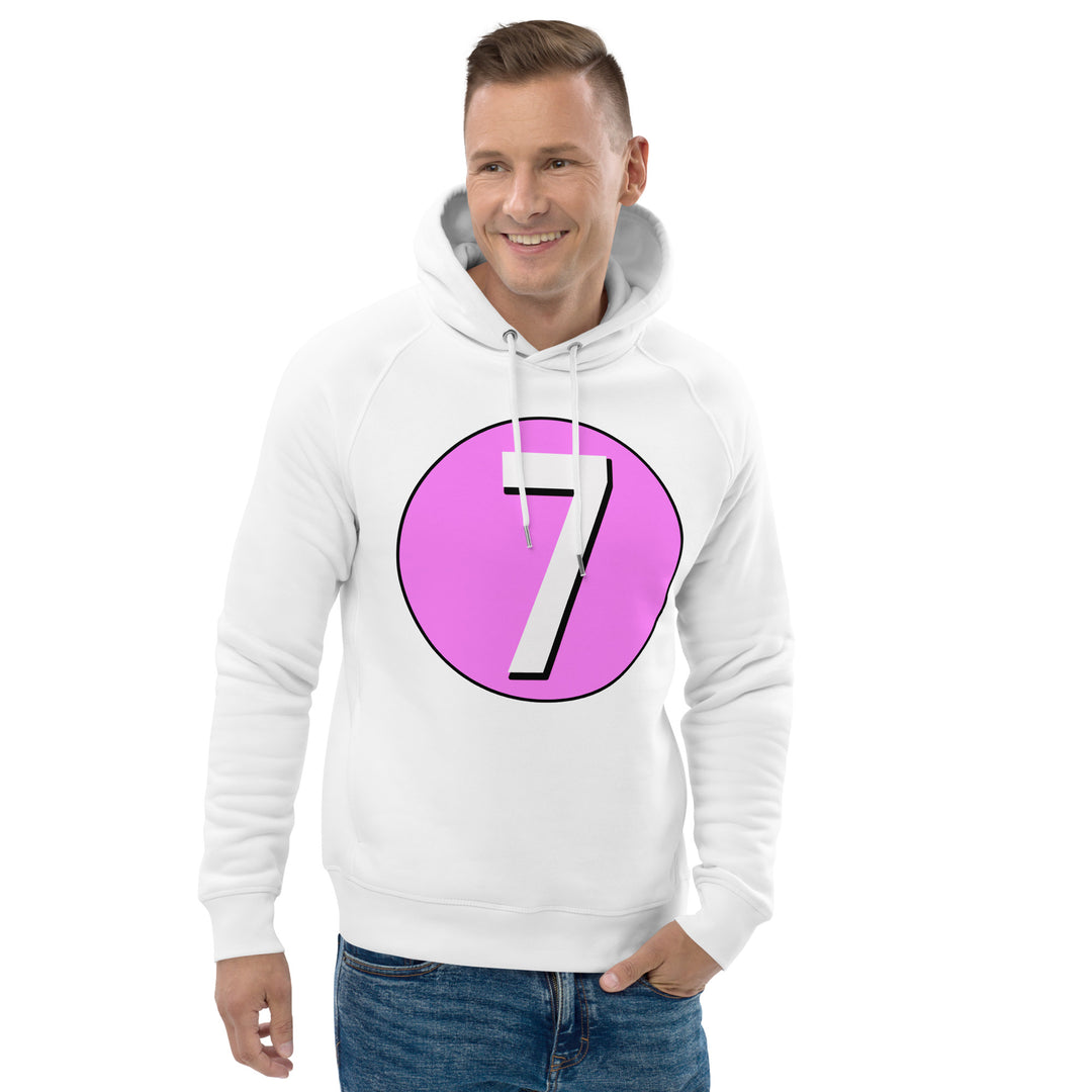 Unisex pullover hoodie: White on Pink 7