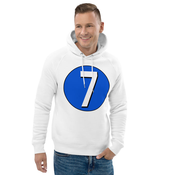 Unisex pullover hoodie: White on Periwinkle 7