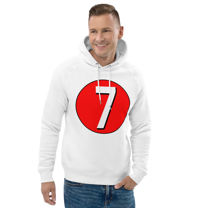 Unisex pullover hoodie: White on Red 7