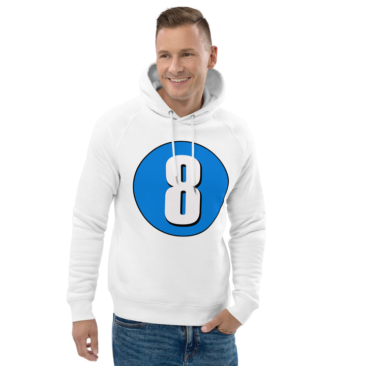 Unisex pullover hoodie: White on Blue 8